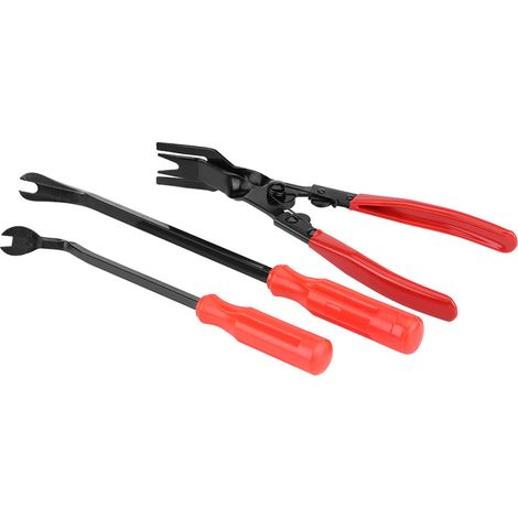 Ensemble d'outils en 3 pièces comprenant des rivets pour garnitures de porte, des clips, des pinces, des extracteurs de fixations, des tire-bouchons et des barres de levier. (1/5)