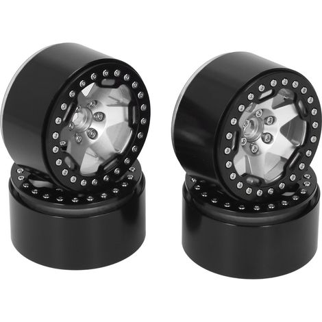Lot de 4 moyeux de roue en alliage d'aluminium de 5,6 cm pour voiture radiocommandée 1/10 crawler rock, argenté (1/5)