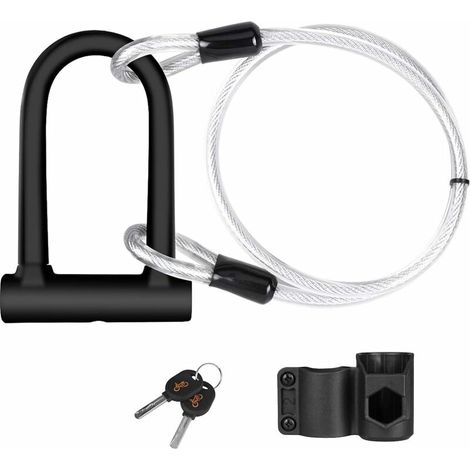 Candado para bicicleta, candado en U para bicicleta con cable de acero flexible de 1,2 m, bicicleta, scooters, etc.