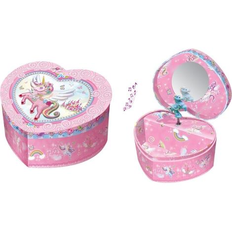 Carillon a forma di cuore con unicorno