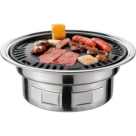 Barbecue rond de 33 cm (13 pouces) à charbon de bois, idéal pour le camping et le fumage sur table. Comprend une grille et un plateau. (1/3)