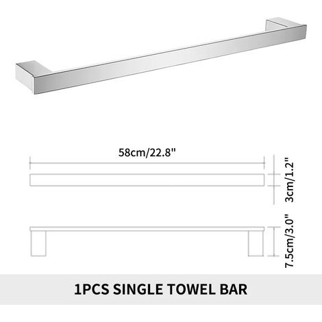 Porte-serviettes mural en acier inoxydable avec étagère, porte-serviettes mural, brosse WC, porte-papier toilette et porte-savon. (1/5)