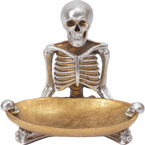Bol d'Halloween plateau décoratif bijoux style vintage Bol crâne en résine Halloween pour servir à la maison au bureau sur table de chevet en cuisine anniversaire bar comptoir (1/5)