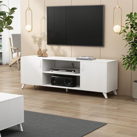 Lowboard Maceio, Blanc, 160 x 54.5 cm avec 2 portes, Vicco