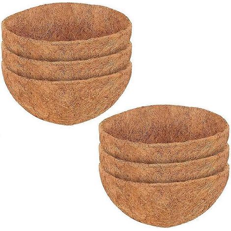 Lot de 6 doublures rondes en fibre de coco naturelle pour paniers suspendus. (1/5)