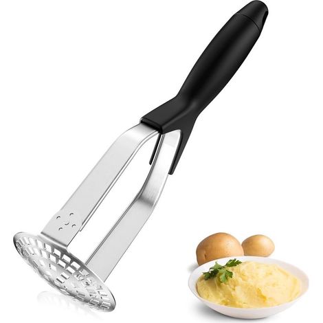 Presse-Purée de Pommes de Terre en Acier Inoxydable, Professionnel Presse Puree Manuel avec Antidérapant Manche, Pliable Broyeur de Pommes pour Fruits, Légumes, Aliments pour Bébés (1/5)