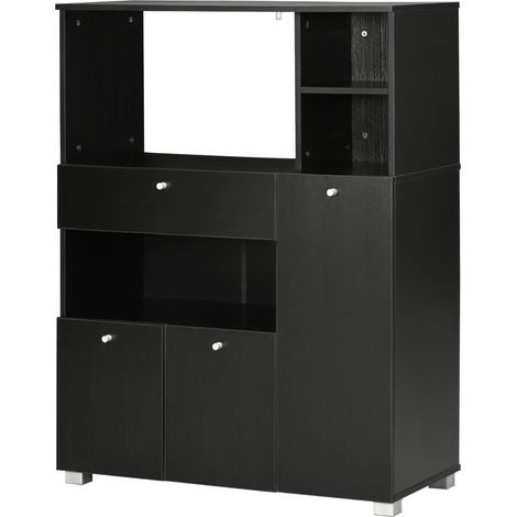 Crédence cuisine Legno avec armadietti, mensole, cassetto 90x40x120 cm Nero
