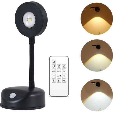 Lampe murale sans fil télécommande 3 modes éclairage tableau rechargeable USB noire (1/4)