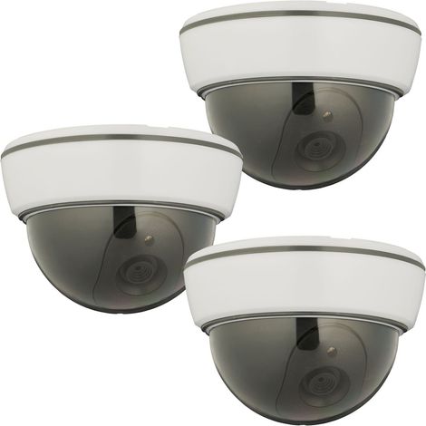 Cámaras de seguridad ficticias blancas, juego de 3, para interior y exterior