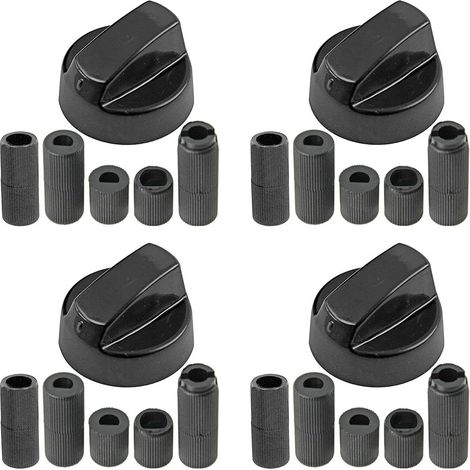 CSPARKV (4 Pack) Universal Black Control Switch Knobs for All Brands of Oven, Cooker and Hob (1/4)
