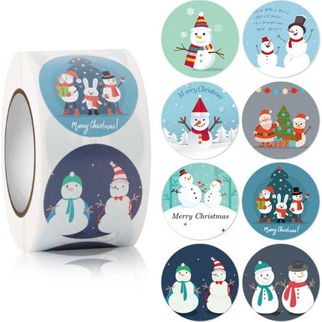 1 Rouleau Autocollants Noël, Rond, Décoration Cadeau, Scellage Enveloppe, Emballage Fête (1/5)