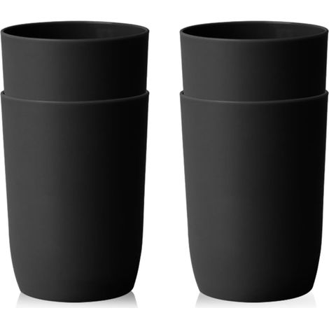 Gobelets en plastique réutilisables et incassables, ensemble de 4 gobelets de voyage, gobelet pour bain de bouche/gobelet de salle de bain (noir). (1/5)