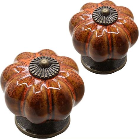 2 pomelli per porte in ceramica, pomelli per cassetti a forma di zucca da 40 mm, maniglie e pomelli per mobili vintage smaltati, pomelli per mobili in ottone con stampa leopardata e viti per cucina, u (1/5)