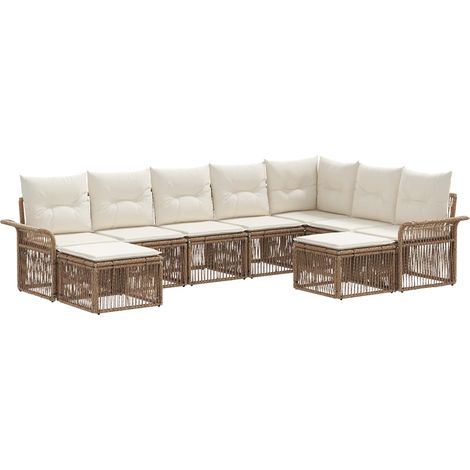 vidaXL Set Divano da Giardino 9 pcs Beige e Bianco Crema polyrattan