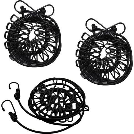 Étendoir à linge de voyage 3 parties noir extensible et portable pour camping maison et séchage du linge en extérieur (1/5)