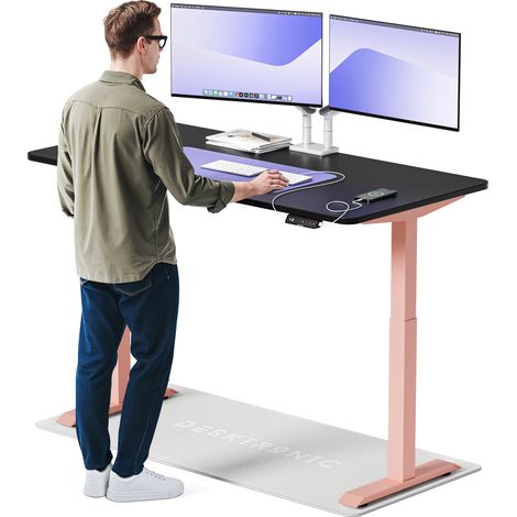 Desktronic Bureau assis debout HomeOne - 160x80cm - Rose/Noir
