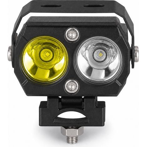 Luz auxiliar LED de doble lente para motocicleta, haz blanco y amarillo, impermeable (1/5)