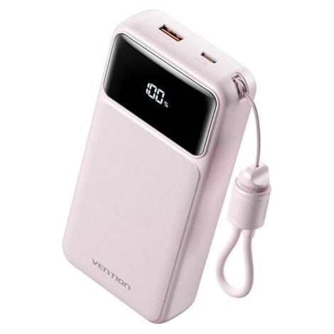 Powerbank 20000mAh Vention XGYP0-40-TY/ 22.5W/ Rosa/ Incluye Cable USB Tipo-C