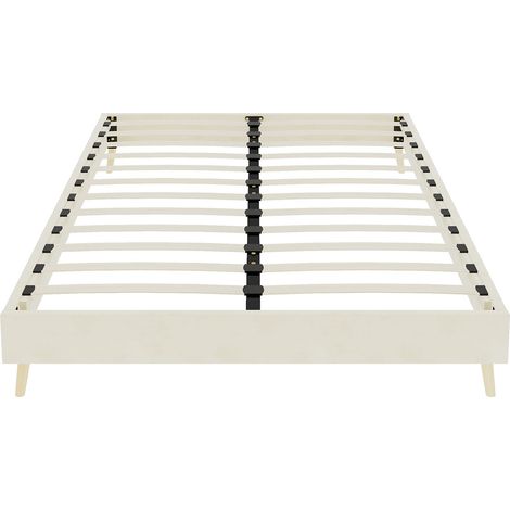 Estructura de cama 160x200 cm beige de tela aterciopelada, estilo moderno minimalista (1/5)