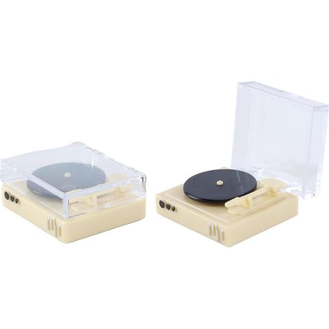 Tourne-disque miniature rétro à l'échelle 1:12, modèle de simulation, accessoires de meubles pour maison de poupée avec couvercle rabattable, matériau en plastique acrylique (1/5)