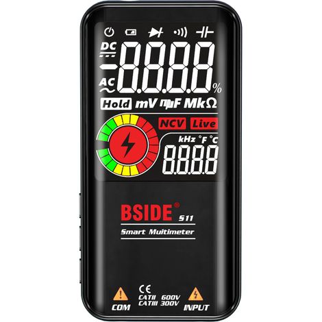Multimètre S11 9999 points écran LCD rechargeable mesure tension AC/DC résistance capacité fréquence diode continuité (1/5)