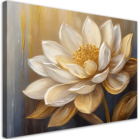 Tableau déco Fleurs Peintes Or Glamour 100x70 (1/5)