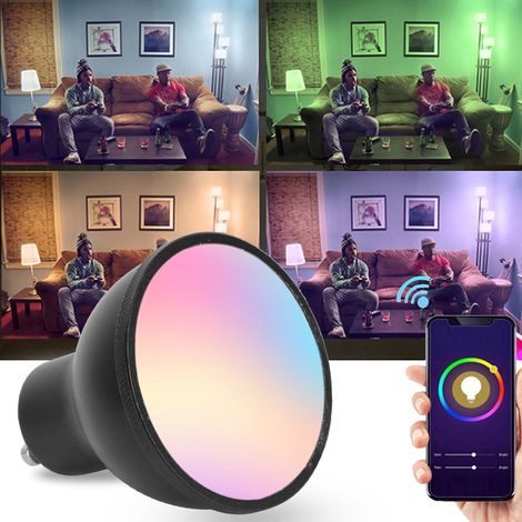 Ampoule LED 6W à commande vocale, dimmable, culot GU10, compatible WiFi et Alexa/Google, noire, 110-240V (1/5)