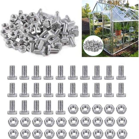 50 Pièces Noix de Serre et Boulons de Serre pour l'installation et la Fixation Serre (1/5)