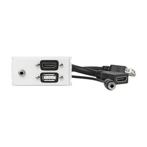 Vivolink WI221281 toma de corriente HDMI + USB A + 3,5mm Blanco