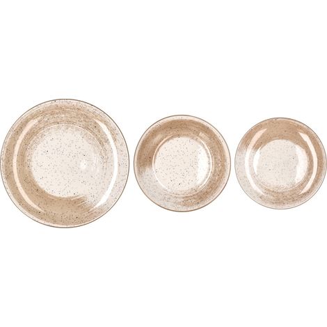 Regalo Italiano Servizio Piatti Cody 18 Pz Porcellana Marrone