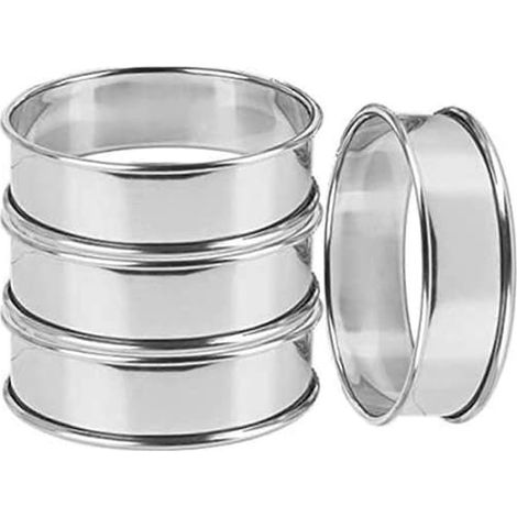 Ecleanfy - Lot de 4 cercles à crumpets antiadhésifs en acier inoxydable pour la pâtisserie maison (1/4)