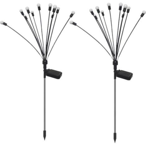 Lampes solaires 10 têtes de lumière chaude de 75 cm de long, 2 paires de lumières lucioles imperméables d'extérieur décoratives (1/5)