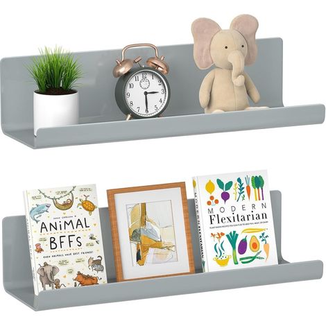 Schweberegal Wandregal Bilderleiste Kunststoff Set 2 Grau 2 Pack (1/5)