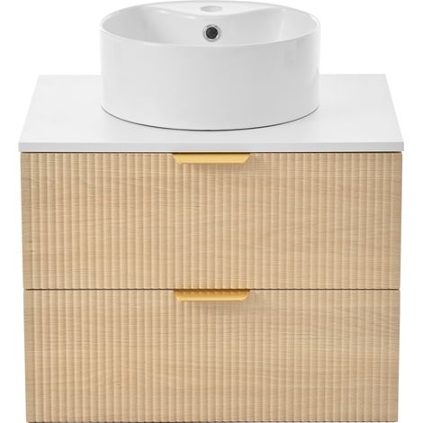Meuble vasque suspendu 60 cm avec lavabo rond céramique (1/5)