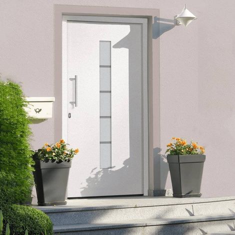 Porte d'entrée Aluminium et PVC Blanc 100x200 cm