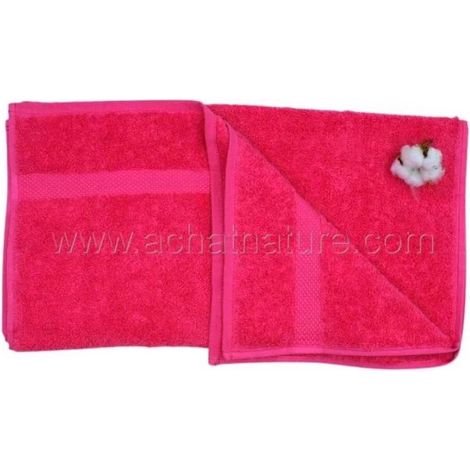 Serviette de toilette coton bio coloris framboise