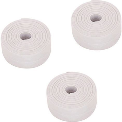 3 rouleaux de ruban d'étanchéité imperméable blanc pour scellage de salle de bain, ruban de calfeutrage auto-adhésif en PVC pour cuisine, salle de bain, baignoire (1/5)