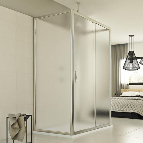 Box doccia 3 lati vetro stampato h 198 mod. Young Trio 1 Anta P 75x140x75 cm