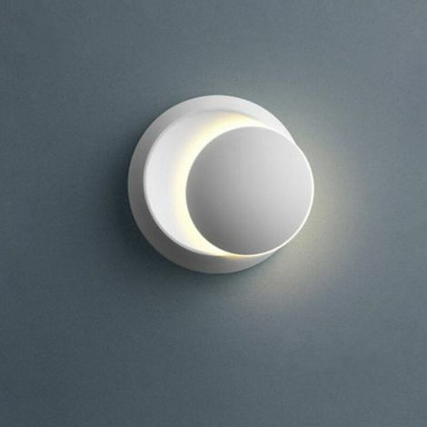 Luces de pared Lámpara de pared LED blanca para interiores 5W Aplique de pared moderno Blanco cálido Eclipse creativo 2 en 1 Aplique de pared de hierro Lámpara LED (Blanco) (1/3)