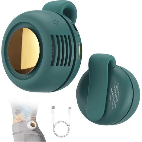 Ventilateur à pince pour chemise mini ventilateur silencieux sans pales 3 vitesses mains libres petit ventilateur tourbillon vert (1/5)