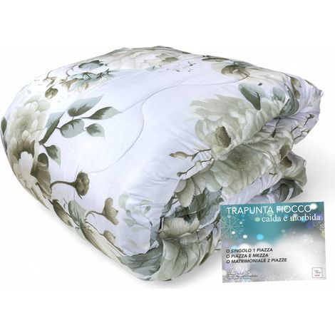 Trapunta Fiocco Sanderson Fiore Delicato Bianco – Invernale 300 gr/mq, 100% Microfibra, 4 Punti Calore – Made in Italy 2 PIAZZE