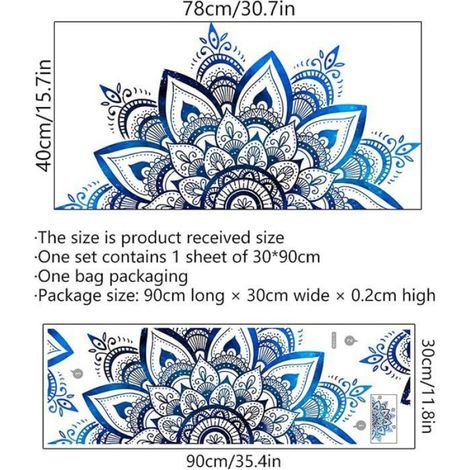 Sticker Mural Mandala - Fleur De Lotus - Décoration Murale Pour Salle De Bain Salon Chambre Enfants - 1 Pièce (1/4)