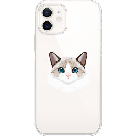 Custodia per iPhone 12, trasparente, Flexi in silicone, gatto birmano (1/5)
