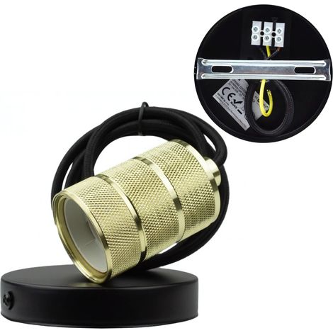 Pendelleuchte Dekorative E27 Fassung Gold schwarzes Kabel Loft (1/5)
