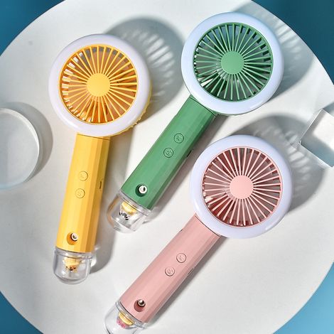 Mini ventilateur de poche portable avec humidificateur et veilleuse, rechargeable, pliable et silencieux, idéal pour les voyages, le bureau et une utilisation intérieure et extérieure. (1/5)
