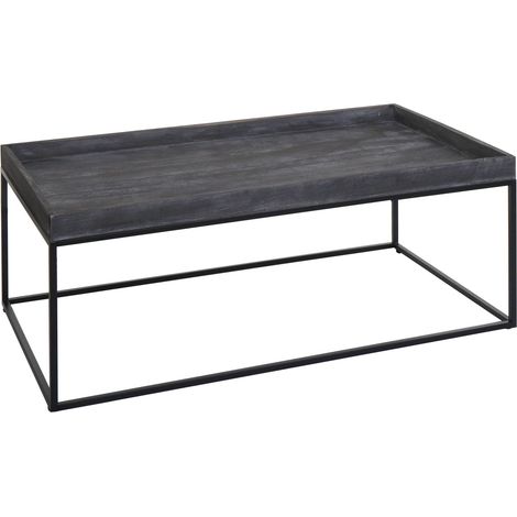 Mesa de centro mesa auxiliar 46 x 110 x 60 cm en madera gris oscuro y metal 040008433