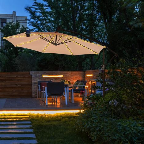 Luce solare per ombrellone da giardino, 8 modalità di illuminazione per esterni, clip per pannello solare da 3 V, 112 LED, impermeabile (luce bianca calda)