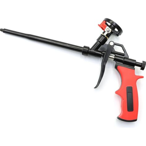 Pistolet à mousse en téflon à poignée rouge, pistolet à mousse sans rinçage, modèle allongé tout métal, pour mastic et enduit de jointoiement (1/3)