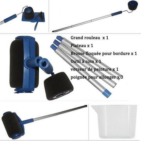 Rouleau Peinture avec Reservoir, Rouleau de peinture Kit d'outils pour peinture mur et plafond, versez simplement votre peinture pou (1/4)