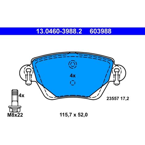 Kit de plaquettes de frein, frein à disque ATE 13.0460-3988.2 FORD 1121895